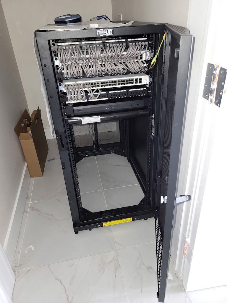 Finished server rack and data cabling